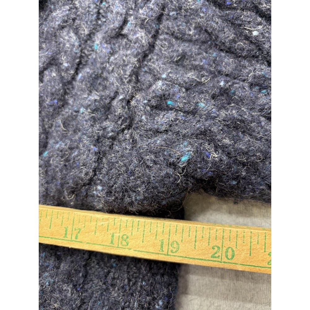 Blarney Woollen Mills Cardigan Sweater Womens M Gray Wool Cable Knit Collared - Picture 11 of 12